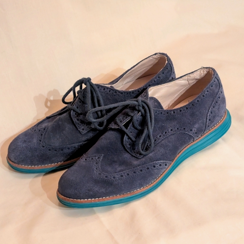 Cole Haan LunarGrand Blue Suede shoes 6.5